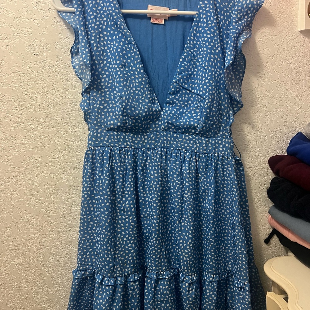 Showpo Blue and White Patterned Dress